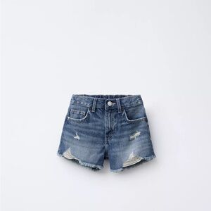 Zara Kids Blue Distressed Denim Shorts